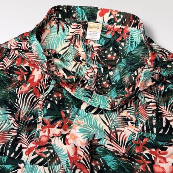 Y2K Boca Bay Tropical Floral Wide Leg Lounge Pants Elastic Waist Petite Medium - Picture 5 of 9